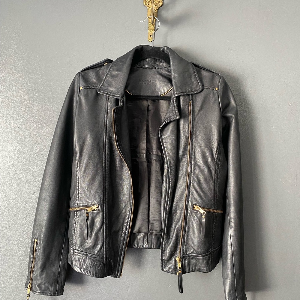 KOOKAI Black Lamb Leather Moto Jacket.